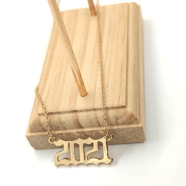 

2021 digital year pendant collarbone chain gift necklace, Silver