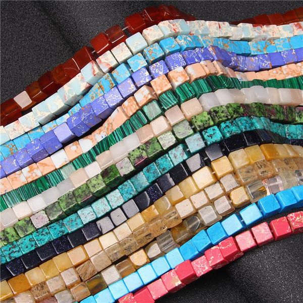 

other 4/6/8mm jaspers crystal square beads natural stone agates loose turquoises cube for jewelry making diy accessories 15"