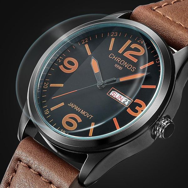 

wristwatches chronos 2021 wristwatch male clock quartz watch men famous wrist business quartz-watch relogio masculino, Slivery;brown