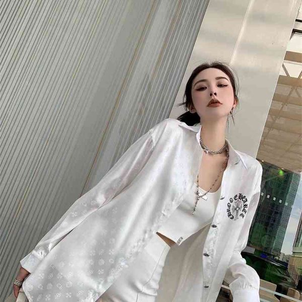 

65% off outlet online store high end new heavy industry jacquard print loose casual long sleeve shirt, White;black