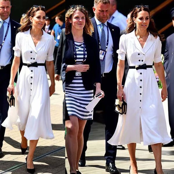 

kate middleton new women's fashion party office vintage elegant chic white single breasted windbreaker dress h1pa, Tan;black