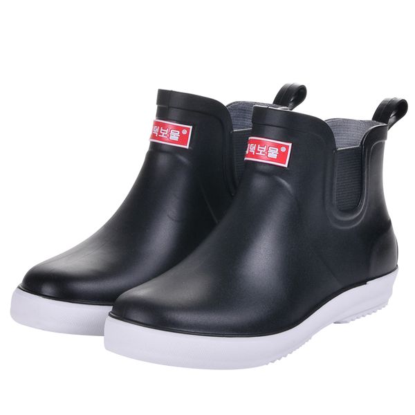 

rain shoes men winter rain boots low help waterproof shoes and wool anti-skid short mens water boots car wash shoes ujkdress, Black