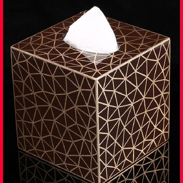 

1pc chinese golden stripes portable resin tissue box bookbox decor living room paper towel case bathroom accessory roll paper