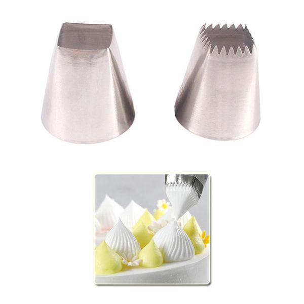 

baking & pastry tools 2pcs/set square nozzles for cake cream piping tips metal confectionery bag cm040cm041