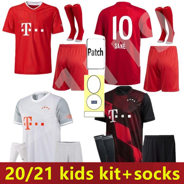 

20 21 bayern kids kit munich soccer jerseys home away 3rd lewandowski thiago 2020 2021 hernandez coutinho youth uniforms full set football, Black;yellow