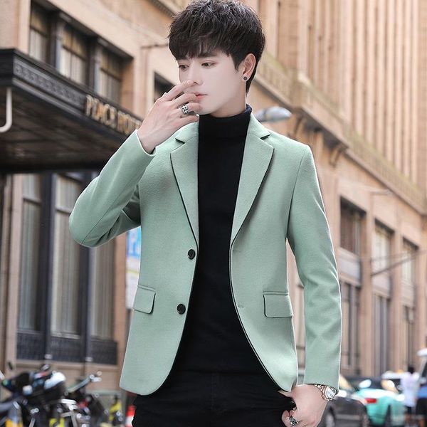 

men's wool & blends mens trench coat turndown collar casual slim fit jackets 2021 winter business steetwear windbreaker ropa de hombre, Black