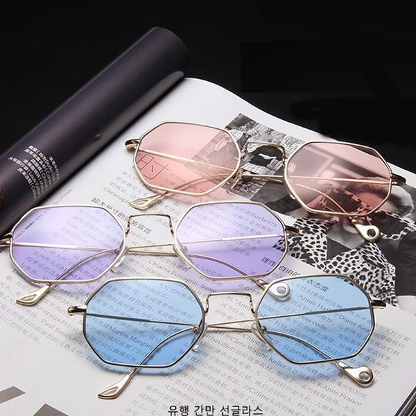 

sunglasses hip hop metal frame women sun glasses luxury designer gafas polygon eyeglasses men shades vintage retro lunettes, White;black