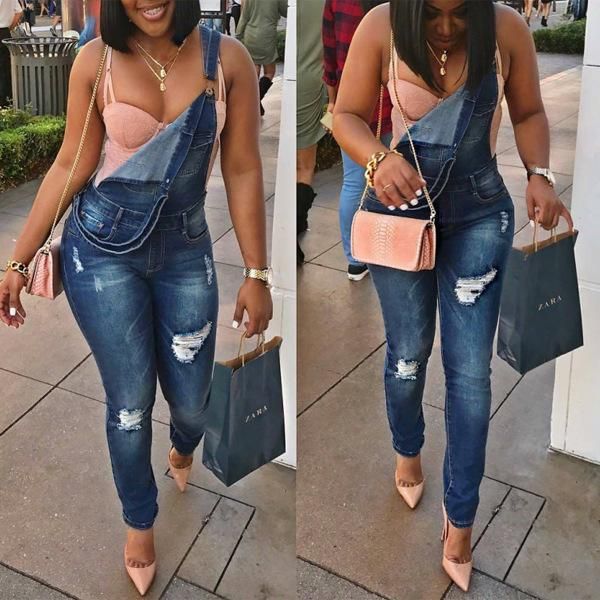 

women's jumpsuits & rompers women sleeveless denim jeans high street playsuits overalls straps jumpsuit straight trousers plus size pla, Black;white