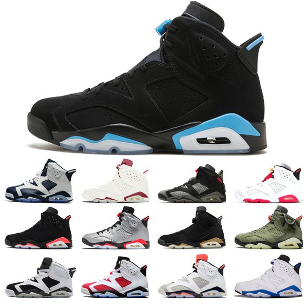 

2021 man's basketball shoes 6s high cut alternate angry bull black cat infrared carmine dmp hare marron olympic oreo sport blue unc inf