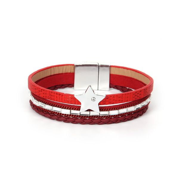 

bohemian style bracelet simple five pointed star multi-layer bracelet magnetic buckle bracelet, Black