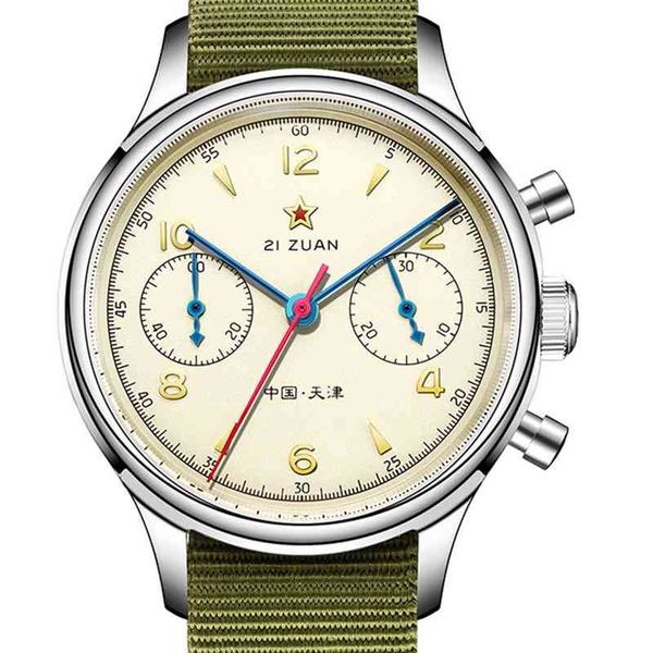 

classic sapphire glass 1963 chronograph men pilot watch mechanical hand wind seagull movement st1901 men's watches seakoss 38 40, Slivery;brown