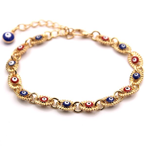 

evil eye charm bracelets bangles for women gilrs 18k gold plated blue eyes chains bracelet fashion jewelry gifts, Golden;silver