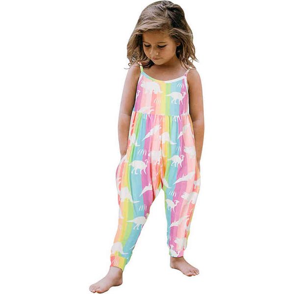 Verão criança meninas roupas bebê crianças macacão macacão um pedaço dinossauro cinta romper outfits roupas infantis g1221