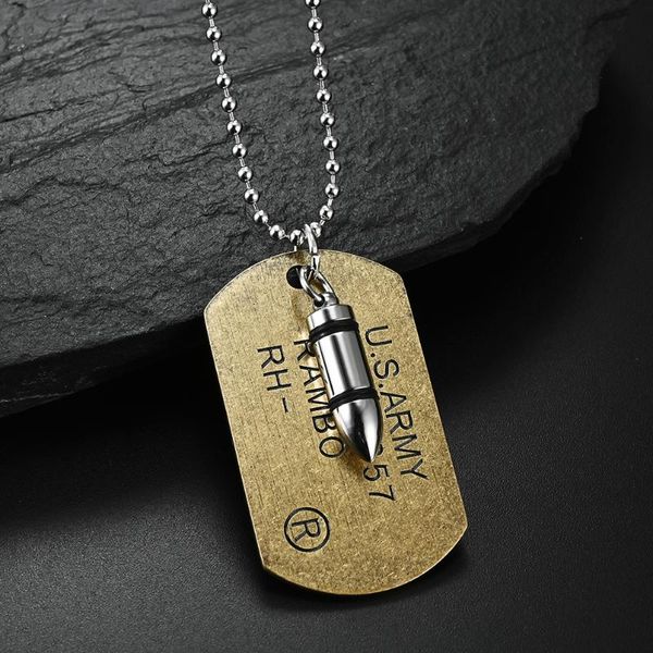 

pendant necklaces cross border e-commerce supply us marine corps army brand double-layer titanium steel necklace customization, Silver