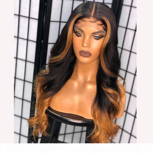 

glueless ombre highlight 13x6 lace front human hair wigs with baby hair peruvian full lace wig blonde 360lace frontal wig natural hairline, Black