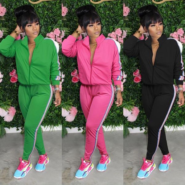 

fashion fall two piece set womens pants long sleeve and sweatpants outfits tracksuit matching sets for women clothes lounge, White