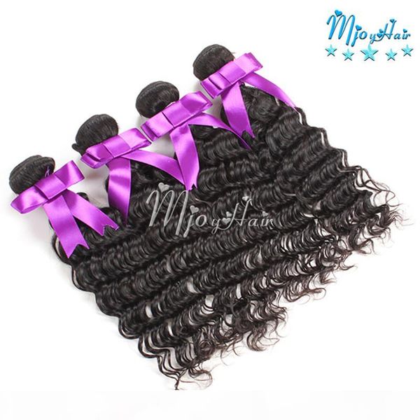 

brazilian deep wave human hair weaveing peruvian malaysian indian cambodian virgin hair wefts natural color 4pcs lot hair extensions, Black