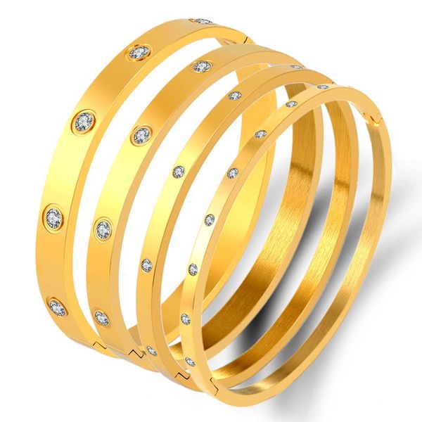 

bangle fashion jewelry brand women bracelets & bangles open cuff design stainless steels luxury crystal lover bracelet wedding gift, Black