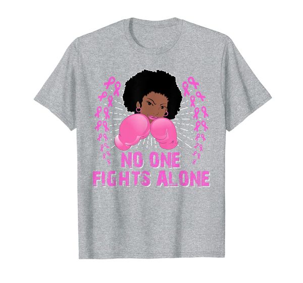 

no one fights alone breast cancer t-shirt for black women t-shirt, White;black