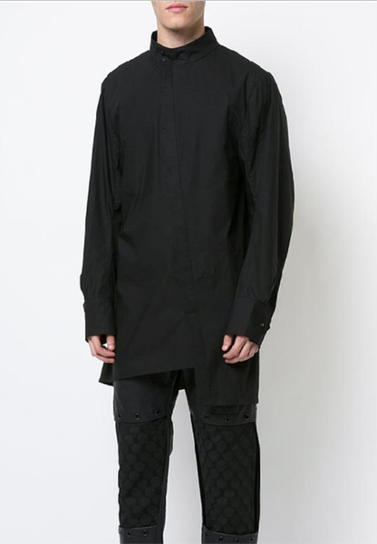 

men's casual shirts spring and autumn shirt medium long standing collars irregular laid design black single breasted sleeved, White;black