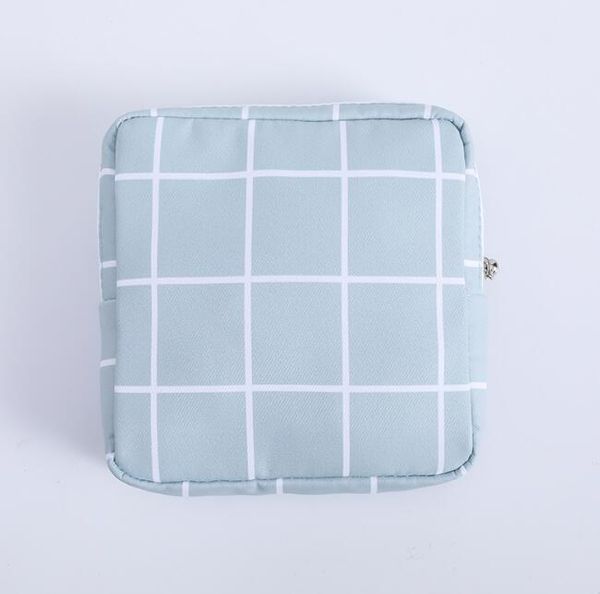 

10pcs women polyester blank chequer prints square protable storage bag mix color, Red;black