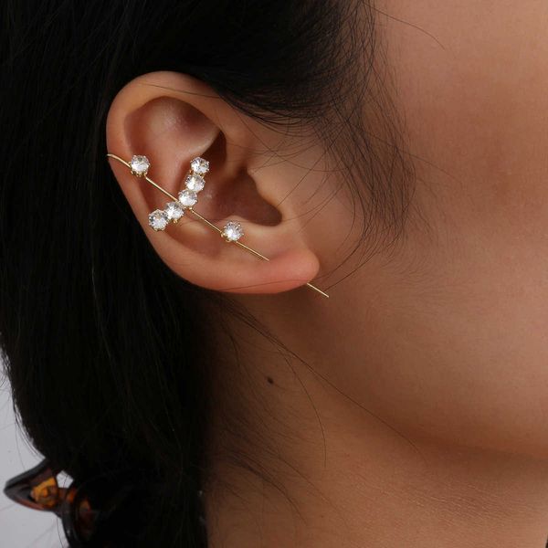 

new fashion jewelry personalized versatile micro diamond earrings simple trendy female alloy ear clip, Silver