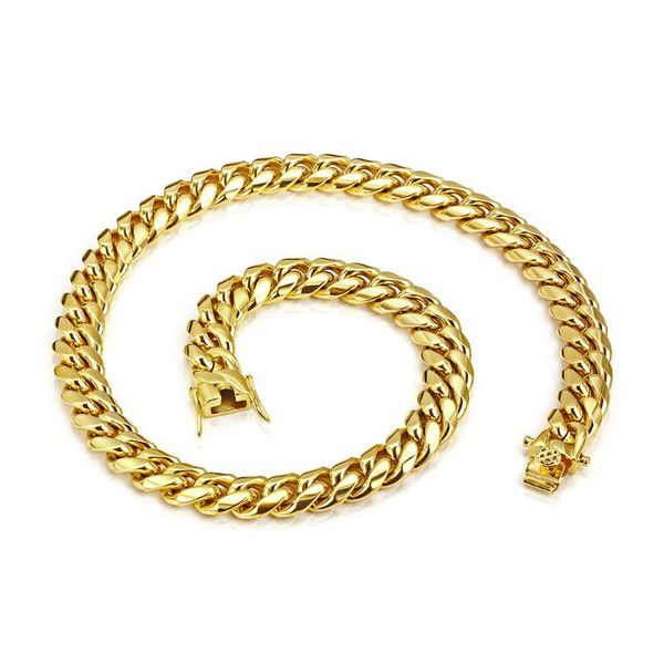 

chains men hip hop necklaces stainless steel never fade 12mm width cuban chain necklace hiphop jewelry gifts, Silver