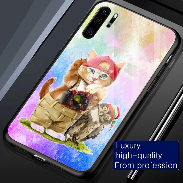 

cases watercolor cute kitten cat & owl phone case cover for iphone 6 6s 7 8 plus x xr xs 11 12 13 pro max tempered glass shockproof protecto