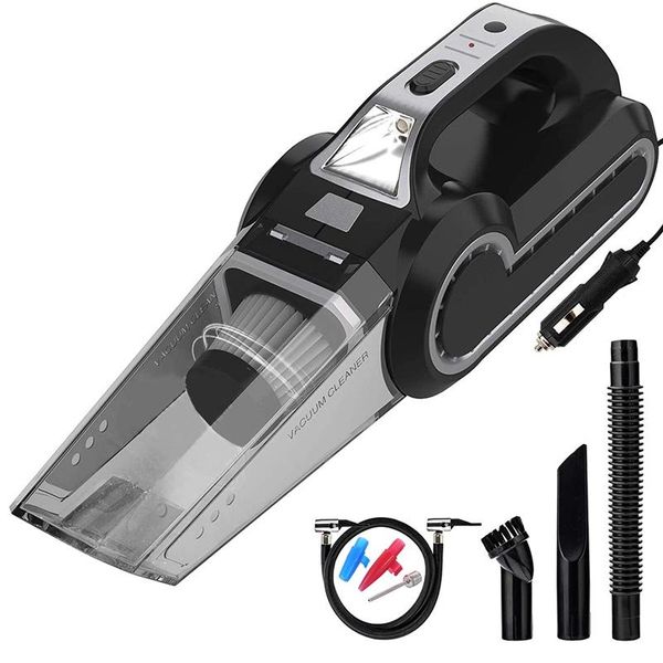 

handheld vacuums car vacuums cleaner with searchlight tire pressure gauge car inflator 120w 6500pa for wet dry for