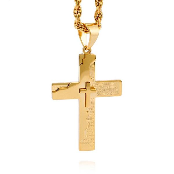 

pendants creative cross scripture pendant men's titanium steel item, Black