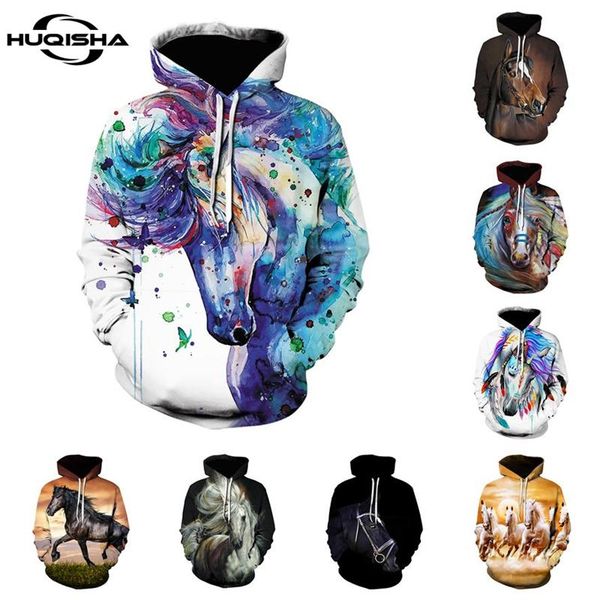 

men's hoodies & sweatshirts 2021 sweatshirt kids boy girl 3d printed brown horse animal pattern pullover fashion casual men women hoo, Black