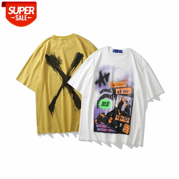 

lawfoo men's street gunner poster printed loose short sleeve t-shirt #ac2g, White;black