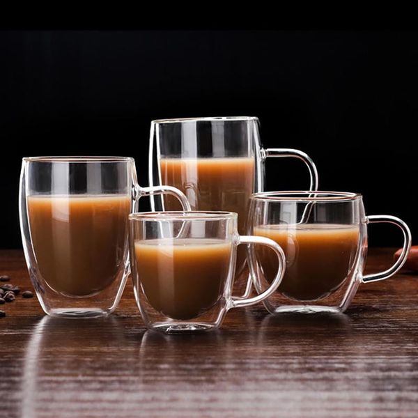 

wine glasses coffee cup transparent glass milk whiskey tea beer double heat resistant cocktail vodka mug drinkware tumbler cups