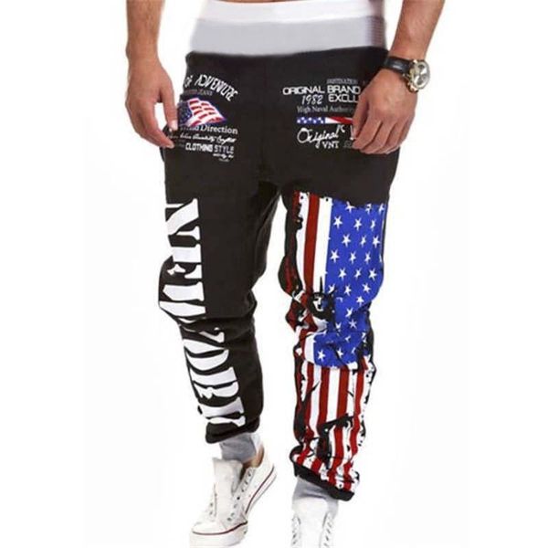 

men's pants letter printed sports sweatpants loose men clothing casual slacks trousers jogger sportwear ropa hombre, Black