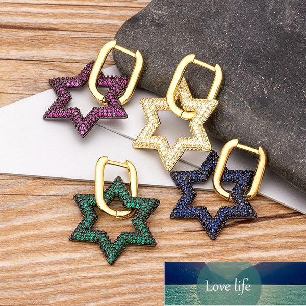 

new arrival 4 colors choice copper cz star drop crystal dangle earrings fine party wedding christmas women jewelry gifts factory price exper, Silver