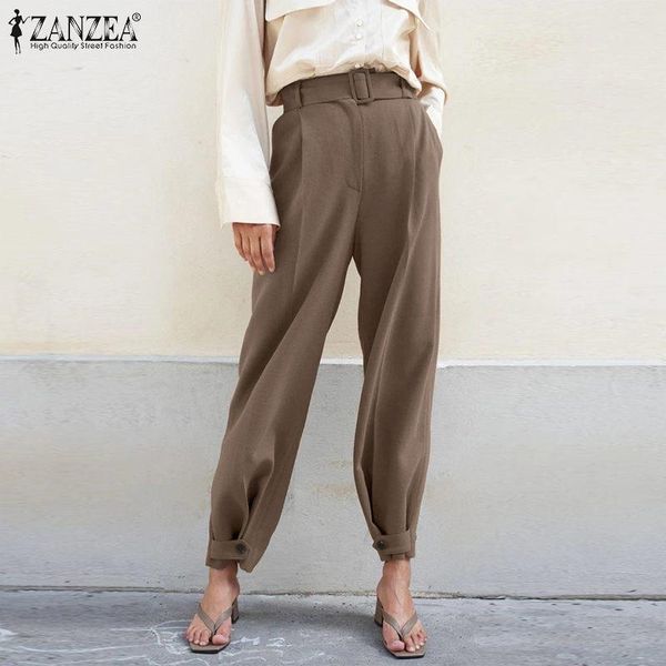 

women's pants & capris zanzea autumn women elegant solid pant casual long turnip retro trouser button office straight pantalon work ove, Black;white