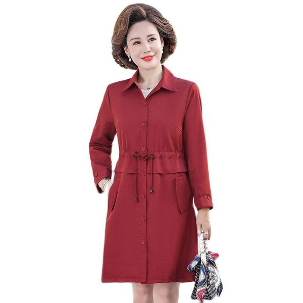 

women's trench coats 2021 women windbreaker coat spring autumn mid-length casual female middle-aged mother loose plus size 5xl, Tan;black