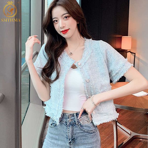 

women's jackets summer chic korean fahsion short sleeve woolen women elegant office lady outwear crop tweed tassel 2lt1, Black;brown