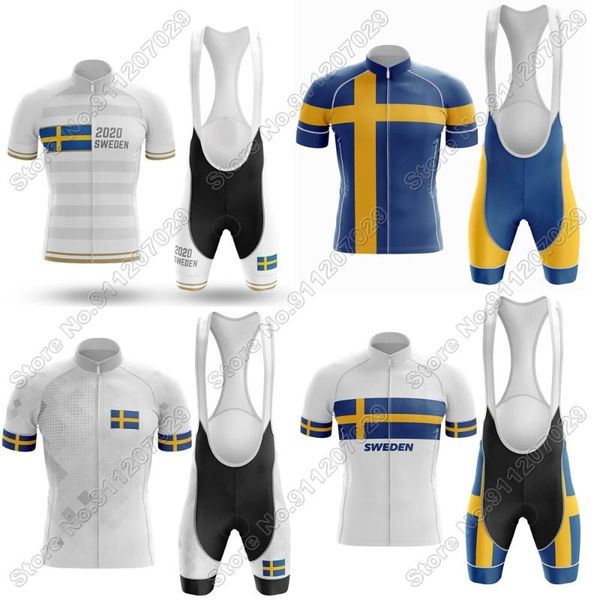

racing sets sweden 2021 cycling jersey set men summer clothing road bike suit mountain bicycle shirt bib shorts mtb, Black;blue
