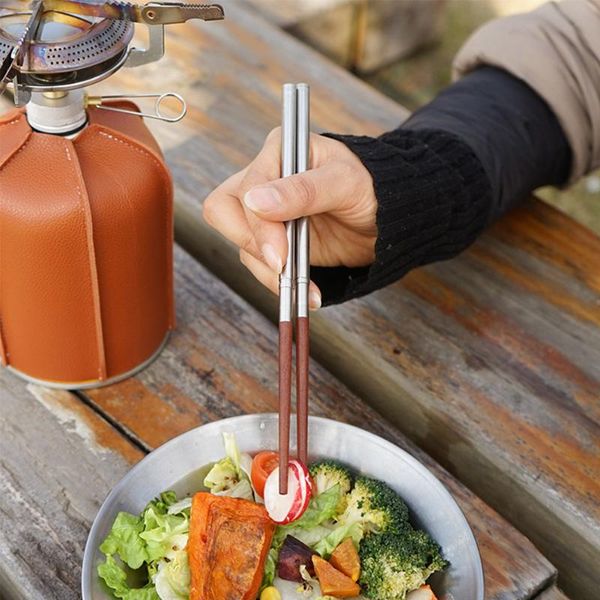 

chopsticks 1pair noodles portable with pouch cooking outdoor camping extra long kitchen lightweight durable folding wooden home