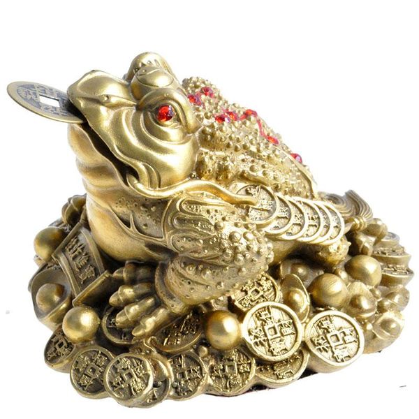 Dekorative Objekte Figuren Feng Shui dreibeiniges Geld für Frosch Glück Messing Kröte Figur chinesische Münze Metall Handwerk Home Decor Geschenk Dezember