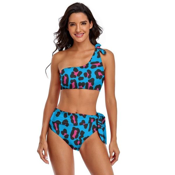 

one-piece suits leopard bikini swimsuit colaless colorful swimwear beach teenage 2 piece bathing suit