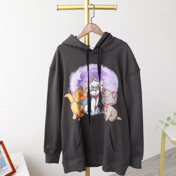 

women's hoodies & sweatshirts designer women hoodie sized over version 919062 languid lazy casual the cat fleece 11, Black