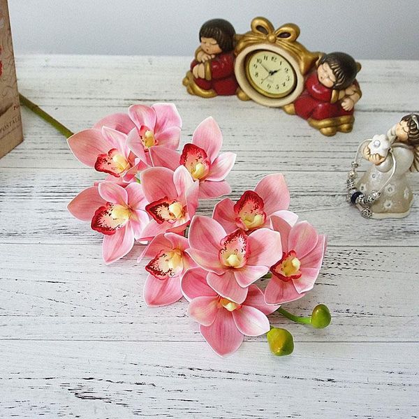 

decorative flowers & wreaths 3d 4pcs printing real touch artificial cymbidium orchid for home decoration accessories fake latex