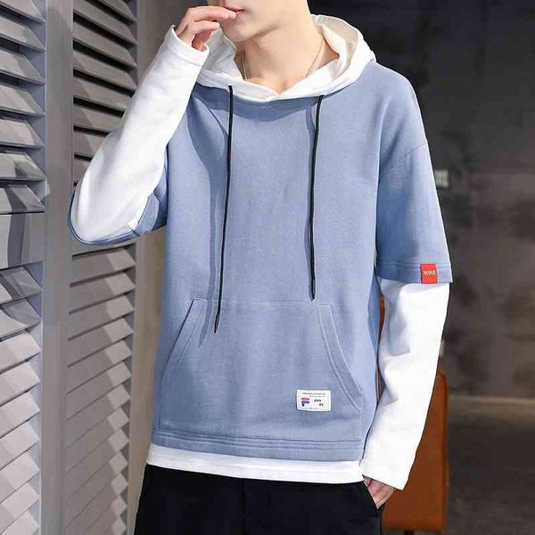 

hooded sweater men's fashion holiday two long sleeved spring and autumn new student korean leisure sports versatile coat, Black