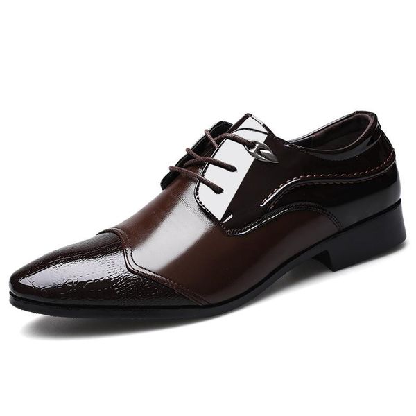 

dress shoes men formal leather luxury fashion groom wedding oxford 38-48 pointed toe, Black