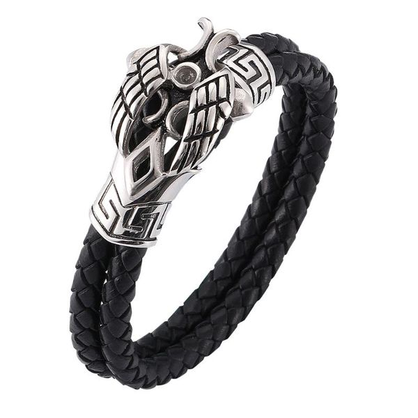 

charm bracelets trendy bracelet men's cross wing leather jewelry, Golden;silver