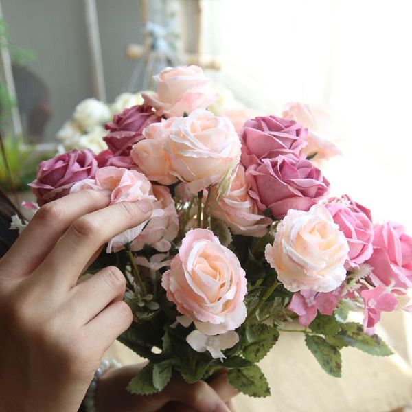

decorative flowers & wreaths 29cm cloth rose artificial flower 6 head wholesale home wedding interior decoration party