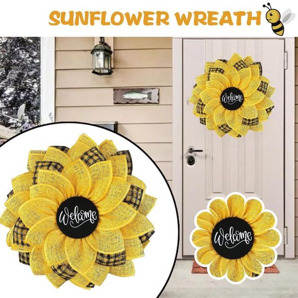 

decorative flowers & wreaths modern style home decor items artificial yellow woven sunflower flower living room bedroom deskdecoration #