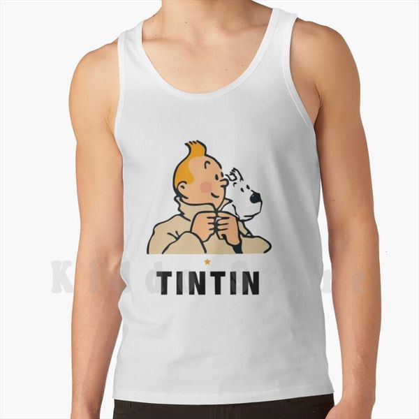 

tintin adventures 2 tank vest sleeveless the tin les de snowy, White;black